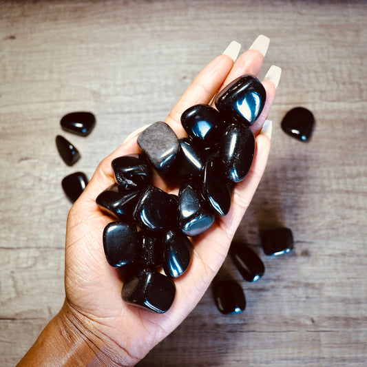 tumbled black obsidian