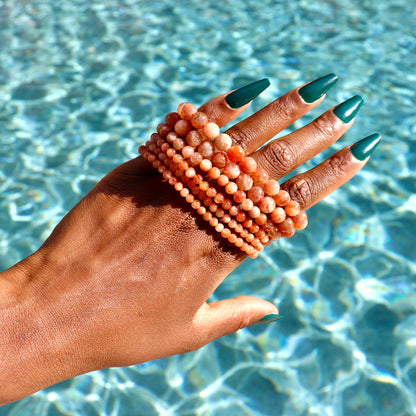 4 mm and 6-8 mm sunstone bracelets