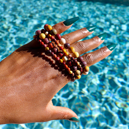 4 mm and 8 mm mookaite bracelets