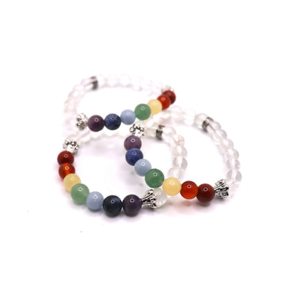 7 chakra bracelet with clear quartz and chakra crystal stones