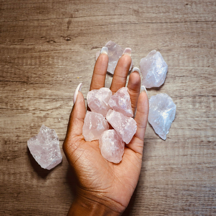 rough raw rose quartz natural stone