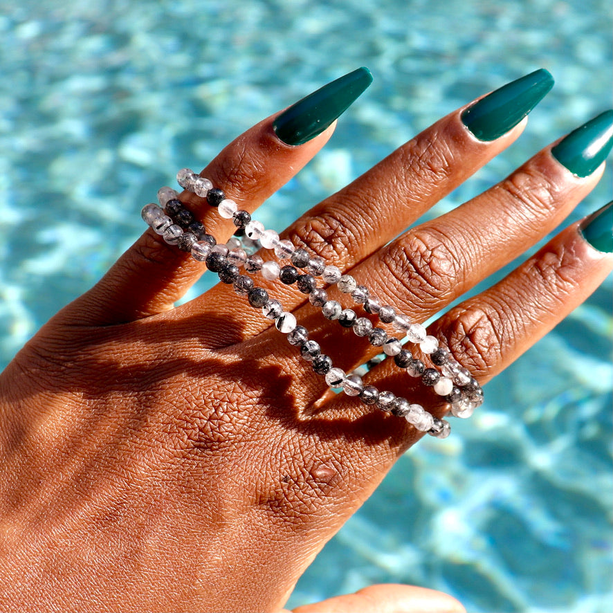 4 mm black rutilated quartz bracelet