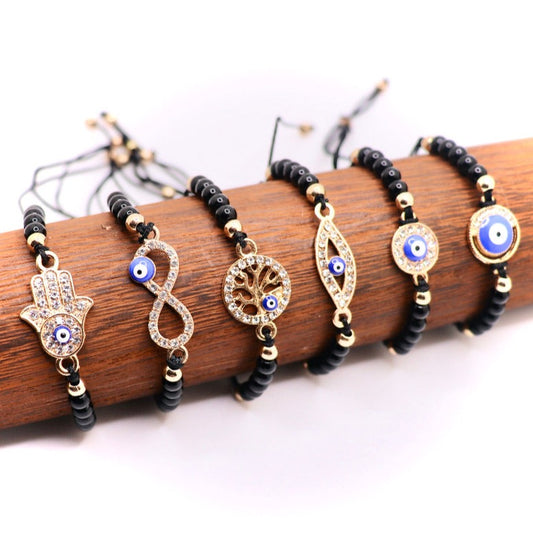 black and gold evil eye bracelet jewelry