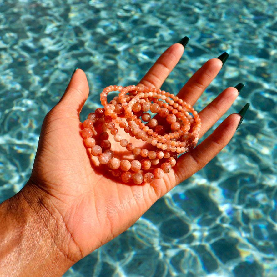 4 mm and 6-8 mm sunstone bracelets