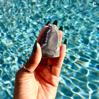 Druzy Amethyst with Polished Edges and Cut Base